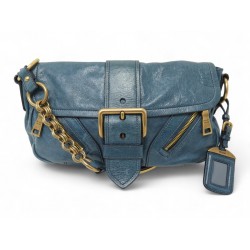 SAC A MAIN PRADA BR4161 BAGUETTE EN CUIR VITELLO SHINE BLEU DENIM HAND BAG 2800€
