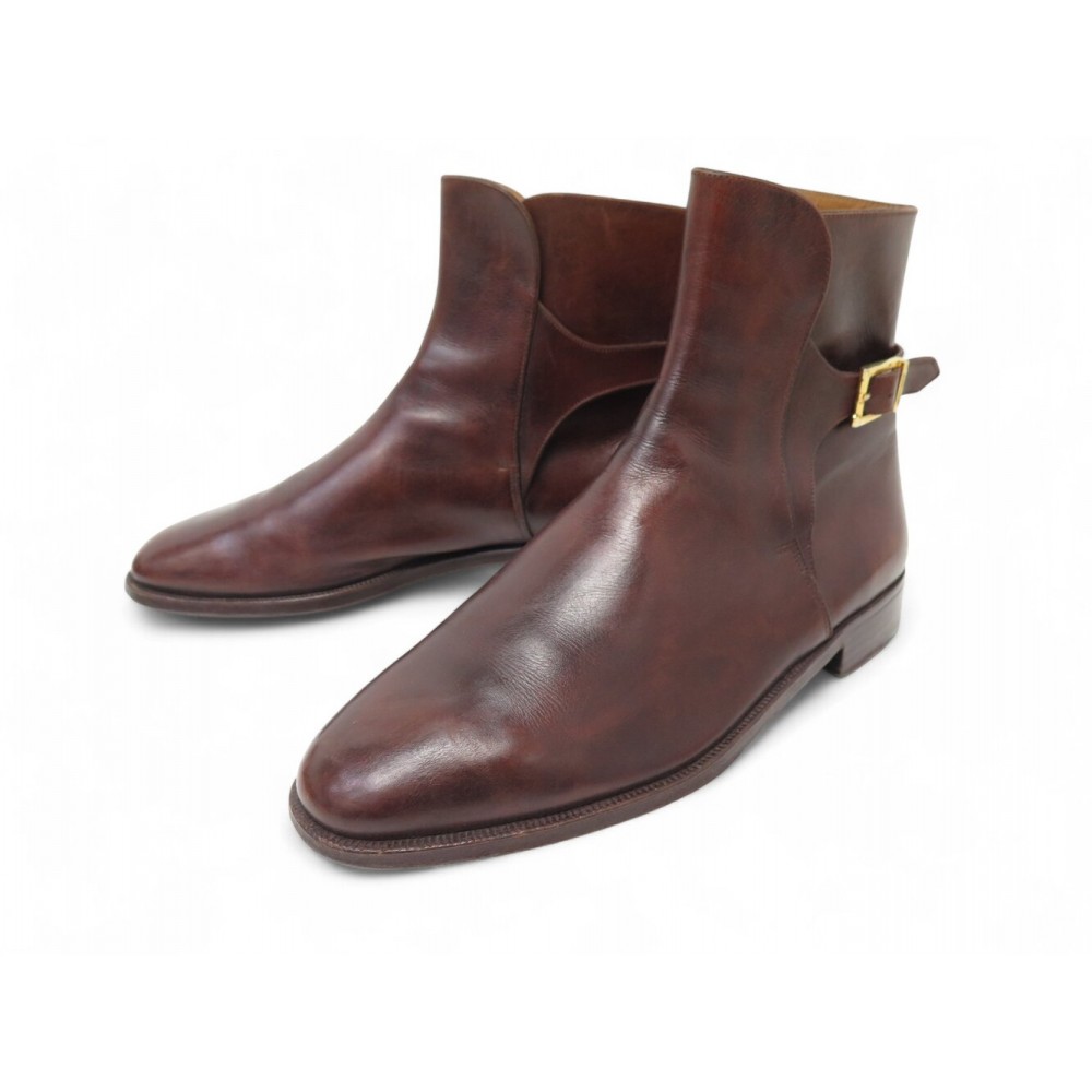 CHAUSSURES BERLUTI BEATLES 10048 BOTTINES A BOUCLES 8 42 CUIR PATINE BOOTS 2400€