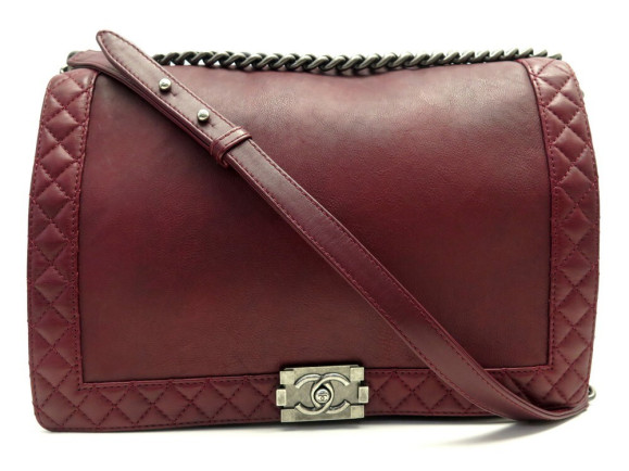 sac a main chanel boy maxi jumbo cuir bordeaux