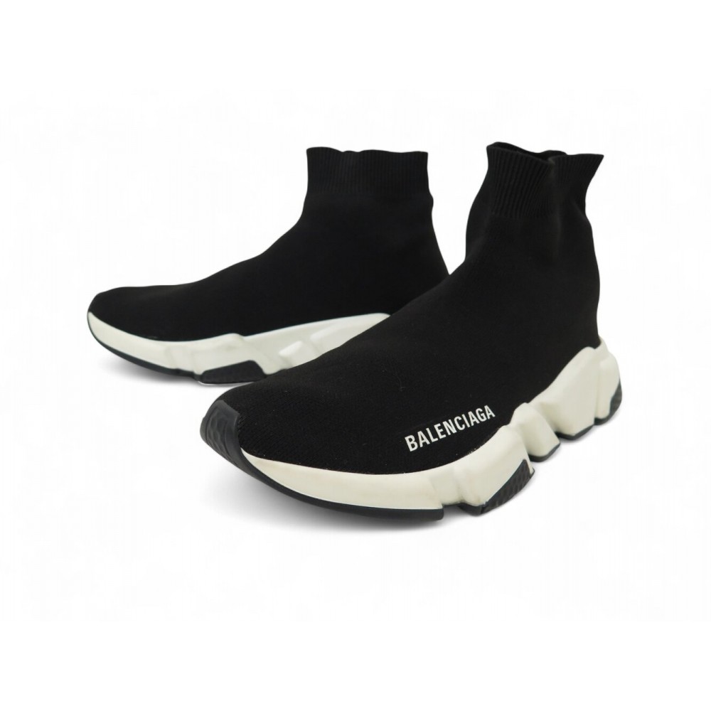 CHAUSSURES BALENCIAGA SPEED 525712 37 BASKETS EN TOILE NOIRE BOITE SNEAKERS 795€