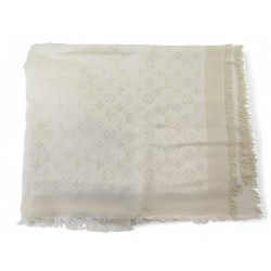 ECHARPE LOUIS VUITTON CHALE MONOGRAM SHINE M74026 SOIE VISCOSE LAINE SHAWL 590€