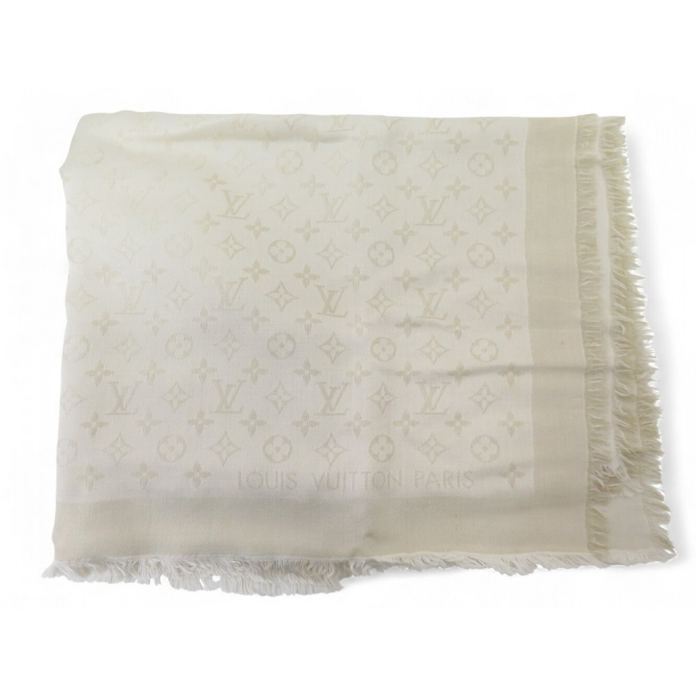 ECHARPE LOUIS VUITTON CHALE MONOGRAM SHINE M74026 SOIE VISCOSE LAINE SHAWL 590€
