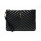 NEUF POCHETTE SAINT LAURENT CASSANDRE 559193 CUIR NOIR LEATHER POUCH PURSE 730€