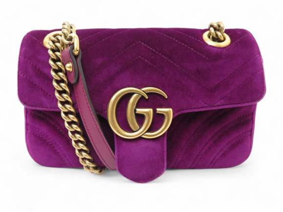 sac a main gucci marmont pm 446744 en velours violet