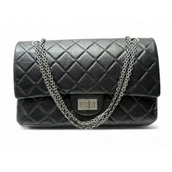 NEUF SAC A MAIN CHANEL 2.55 GRAND JUMBO A37590 CUIR NOIR BANDOULIERE BAG 11100€