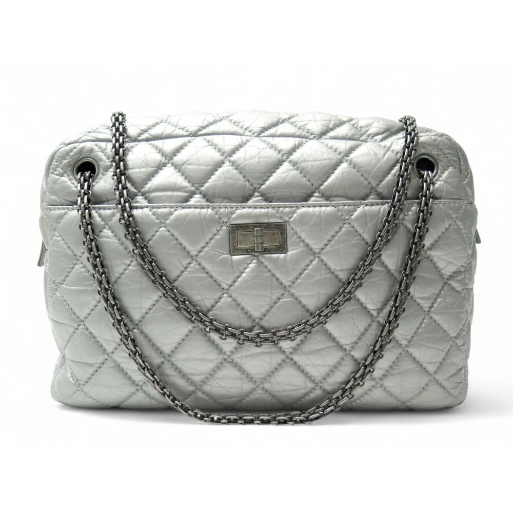 SAC A MAIN CHANEL CAMERA 2.55 2011 EN CUIR ARGENTE BANDOULIERE HAND BAG 4900€