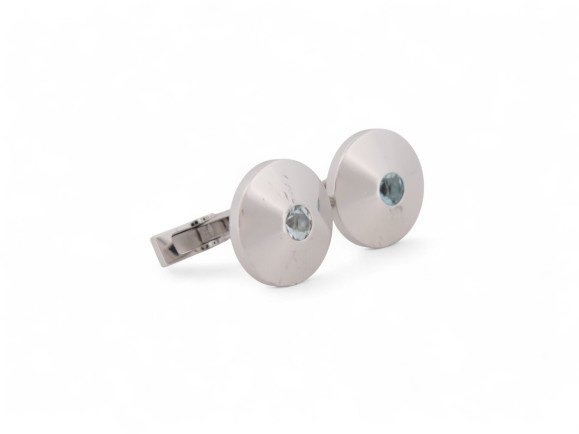 boutons de manchettes cartier ronds topaze en argent