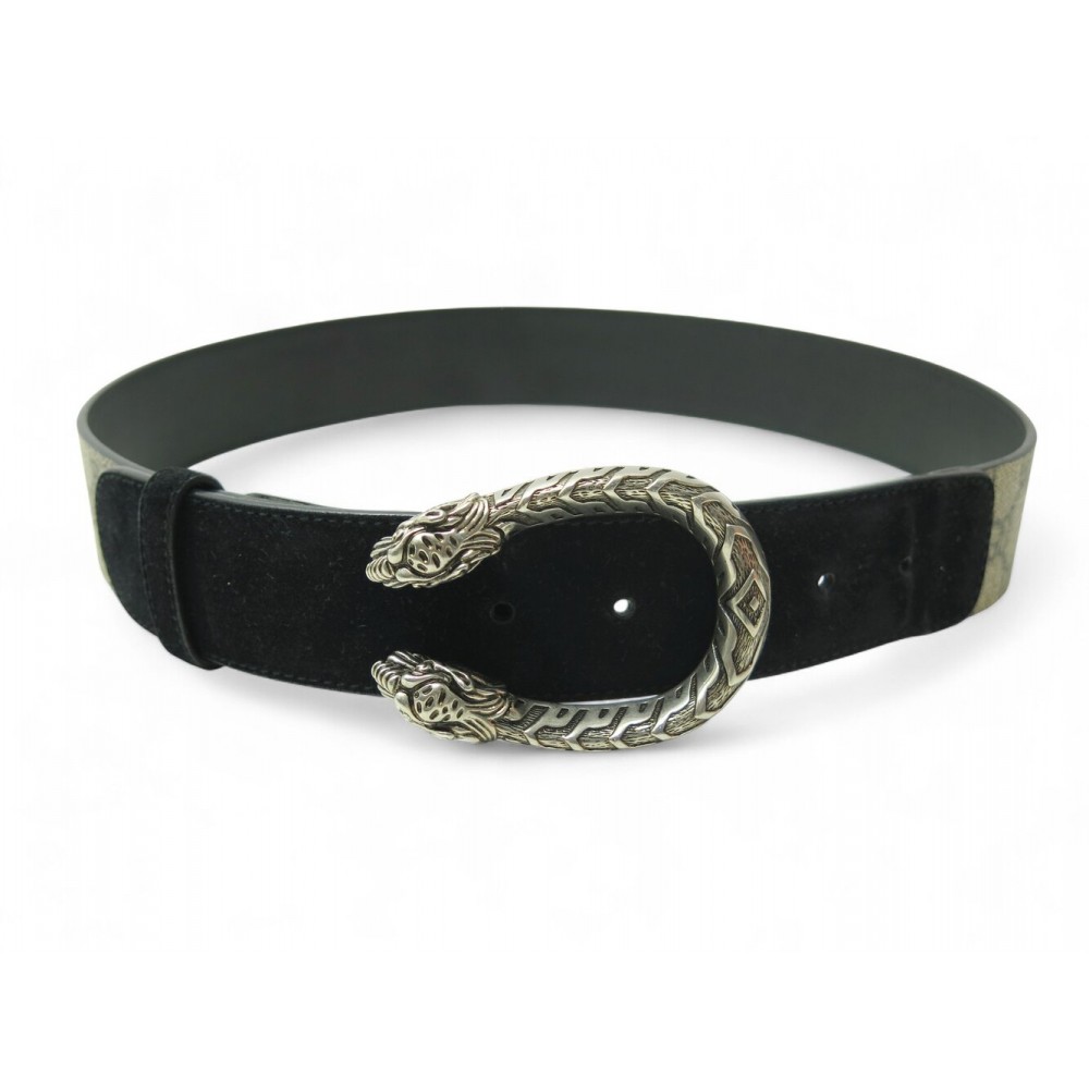 NEUF CEINTURE GUCCI DIONYSUS 505337 T80 EN TOILE SUPREME GG DAIM NOIR BELT 450€