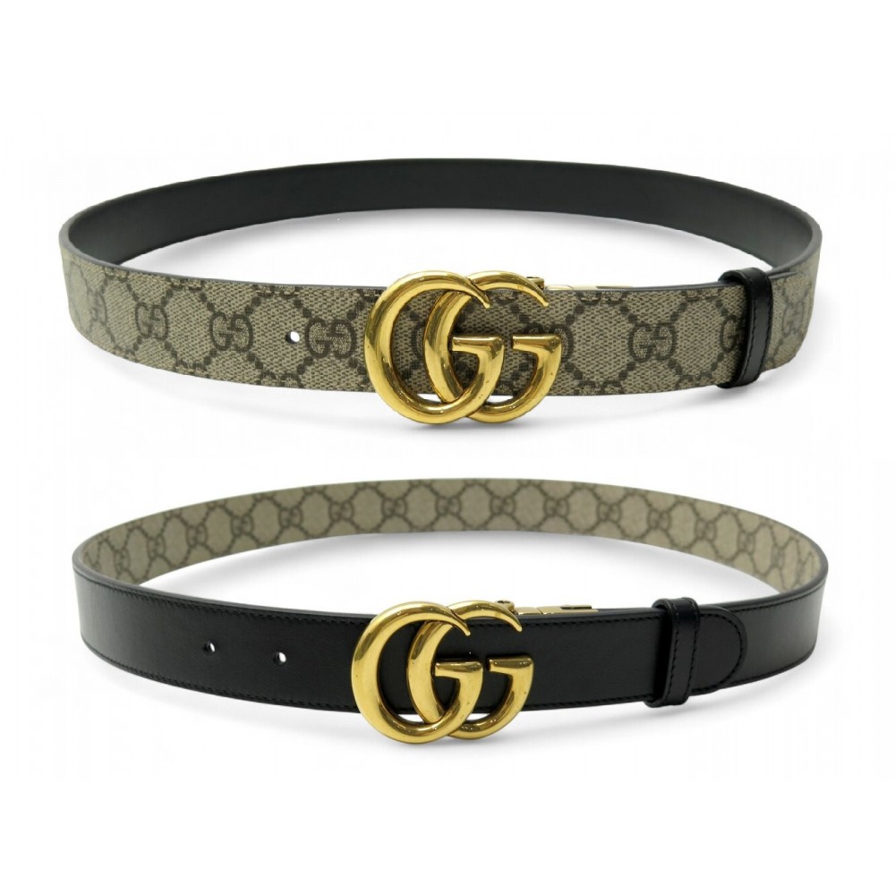 CEINTURE GUCCI MARMONT 659417 T90 REVERSIBLE TOILE SUPREME GG ET CUIR BELT 450€
