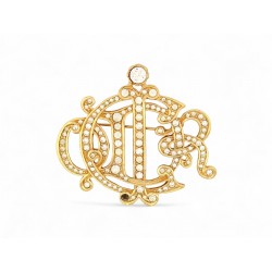 BROCHE CHRISTIAN DIOR LETTRES CD EN METAL DORE STRASS GOLDEN LETTERS BROOCH 450€