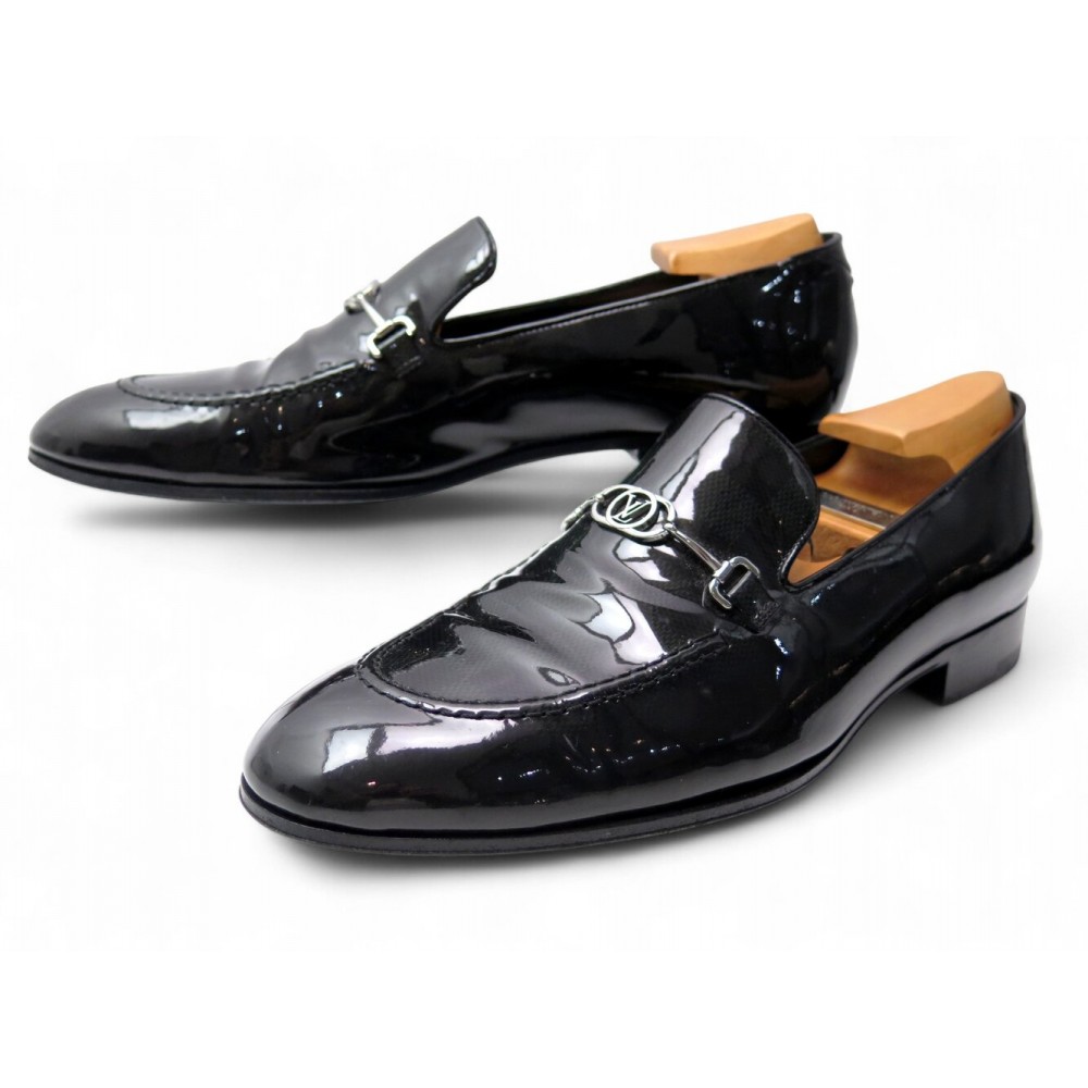 CHAUSSURES LOUIS VUITTON MOCASSINS 42 CUIR VERNIS DAMIER EMBAUCHOIRS WESTON 975€