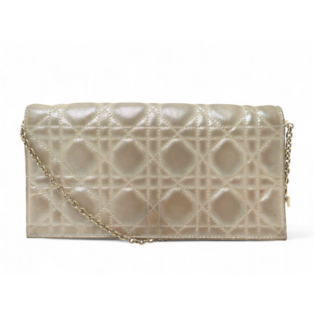 SAC A MAIN CHRISTIAN DIOR POCHETTE LADY TOILE CANNAGE IRISEE DORE HAND BAG 1800€