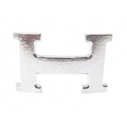 NEUF BOUCLE DE CEINTURE HERMES H MARTELE EN ACIER PALLADIE HAMMERED BUCKLE BELT