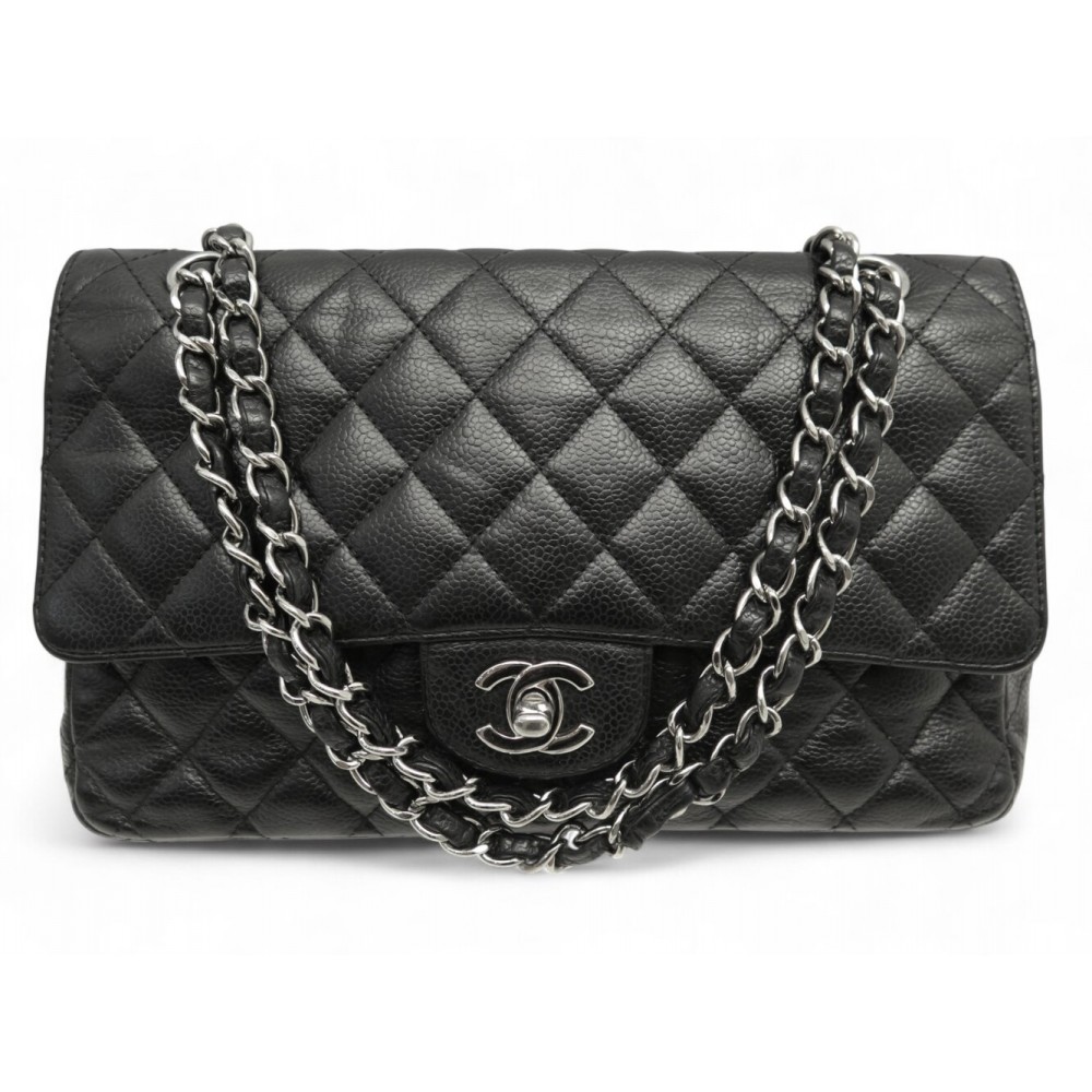SAC A MAIN CHANEL 11.12 TIMELESS CLASSIQUE MEDIUM EN CUIR CAVIAR NOIR BAG 10300€