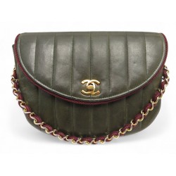 VINTAGE SAC A MAIN CHANEL DEMI LUNE FERMOIR TIMELESS CUIR KAKI BANDOULIERE 5400€