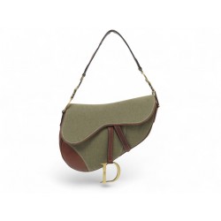 VINTAGE SAC A MAIN CHRISTIAN DIOR SADDLE TWC44001 TOILE & MARRON HAND BAG 3900€