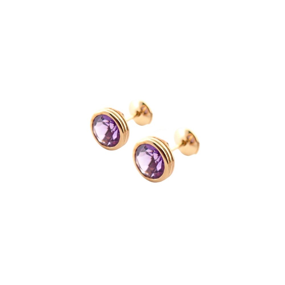 NEUF BOUCLES D'OREILLES POIRAY PUCES LOLITA AMETHYSTE OR 18K NEW EARRINGS 790€