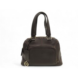 NEUF SAC A MAIN LANCEL MADEMOISELLE ADJANI A04622 CUIR GRAINE MARRON BAG 1250€