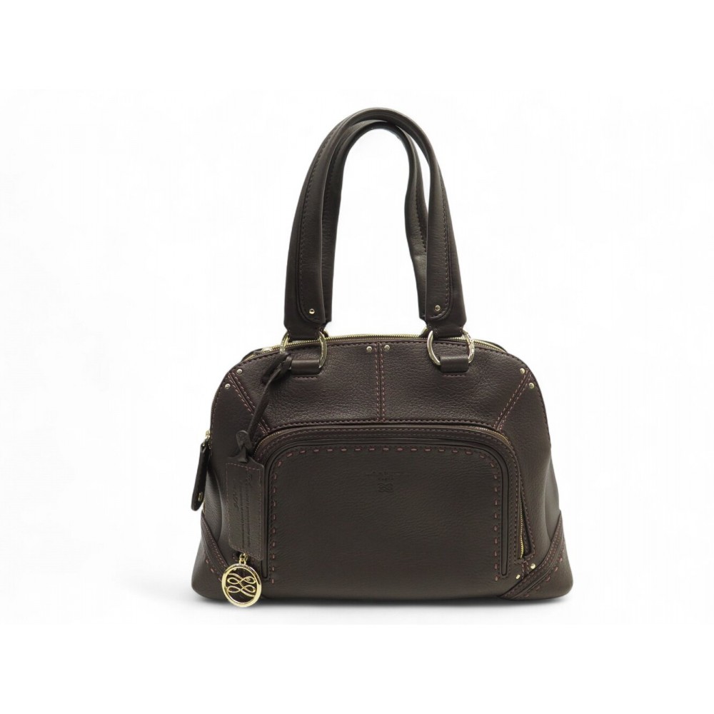 NEUF SAC A MAIN LANCEL MADEMOISELLE ADJANI A04622 CUIR GRAINE MARRON BAG 1250€