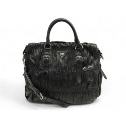 SAC A MAIN PRADA CUIR NAPPA GAUFRE NOIR BANDOULIERE BLACK LEATHER HAND BAG 4000€