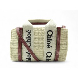 NEUF SAC A MAIN CHLOE X SARAH'S BAG MINI CABAS TOTE WOODY BANDOULIERE TOILE 590€
