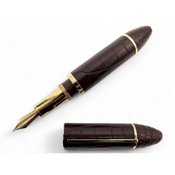 NEUF STYLO PLUME LOUIS VUITTON CARGO EN CUIR DE CROCODILE ALLIGATOR FOUNTAIN PEN
