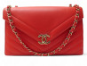 sac a main chanel enveloppe en cuir chevron rouge