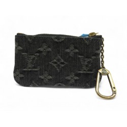 NEUF POCHETTE PORTE CLES LOUIS VUITTON EN TOILE DENIM LV M95343 KEY HOLDER NEW