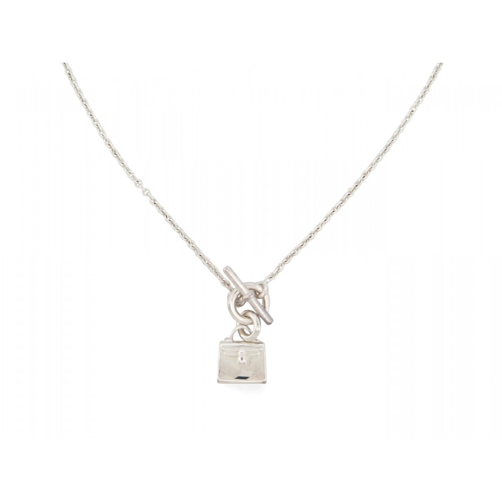 NEUF COLLIER HERMES PENDENTIF AMULETTES SAC KELLY ARGENT 925 BOITE NECKLACE 720€