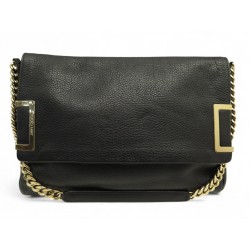 SAC A MAIN JIMMY CHOO ALLY CUIR GRAINE NOIR PORTE EPAULE LEATHER HAND BAG 1220€