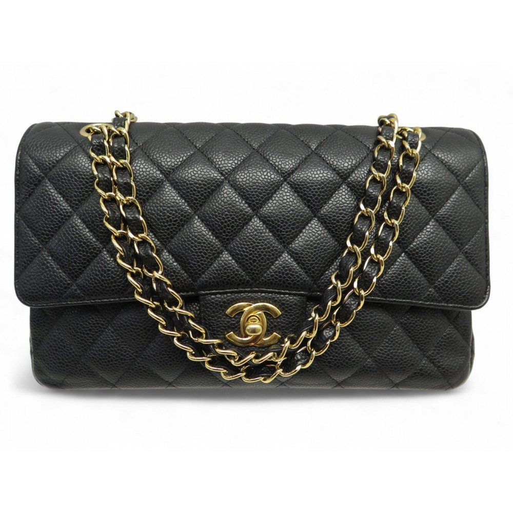 SAC A MAIN CHANEL 11.12 TIMELESS CLASSIQUE MEDIUM CUIR CAVIAR NOIR BAG 10300€