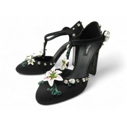 CHAUSSURES ESCARPINS DOLCE & GABBANA FLEURS ET CRISTAUX STRASS 39 40 HEELS 1800€
