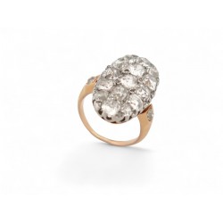 BAGUE MARQUISE NAVETTE 17 DIAMANTS 3.4CT T48 OR ROSE 18K & PLATINE 7.8 GR RING