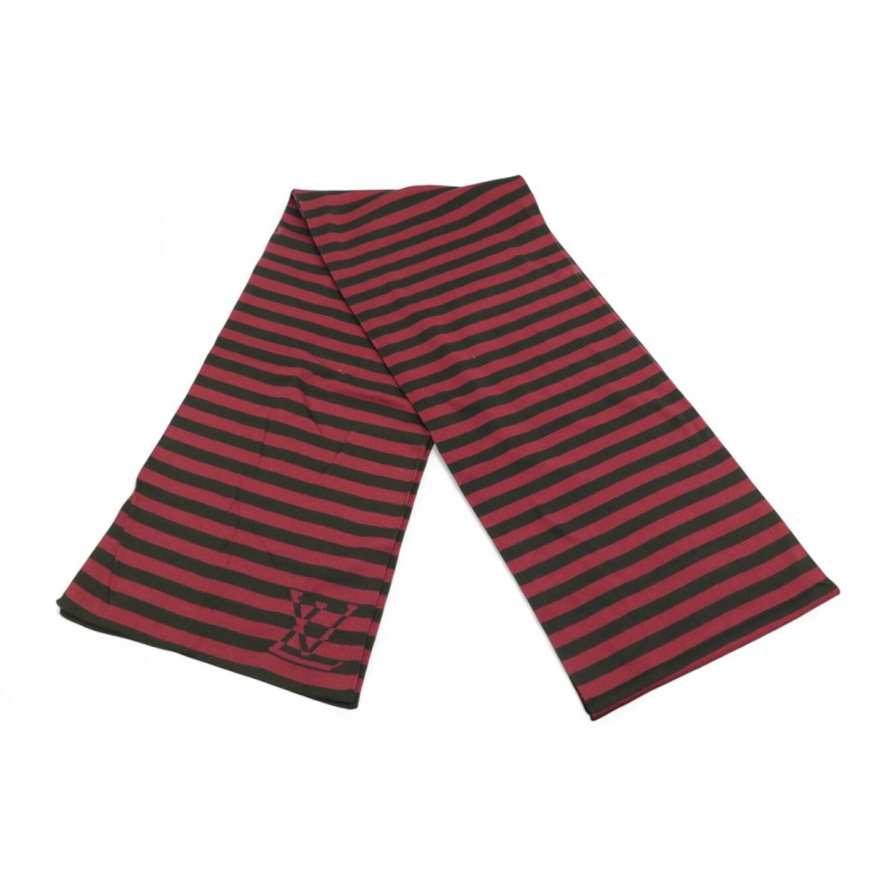 NEUF ECHARPE LOUIS VUITTON LOGO LV A RAYURES EN COTON & CACHEMIRE NEW SCARF 450€