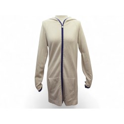 GILET LONG CHANEL ZIP CAPUCHE BANDES SPORT P35238K02024 S 36 EN CACHEMIRE 5800€
