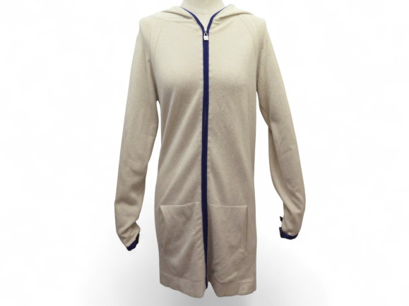 gilet long chanel zip capuche bandes sport