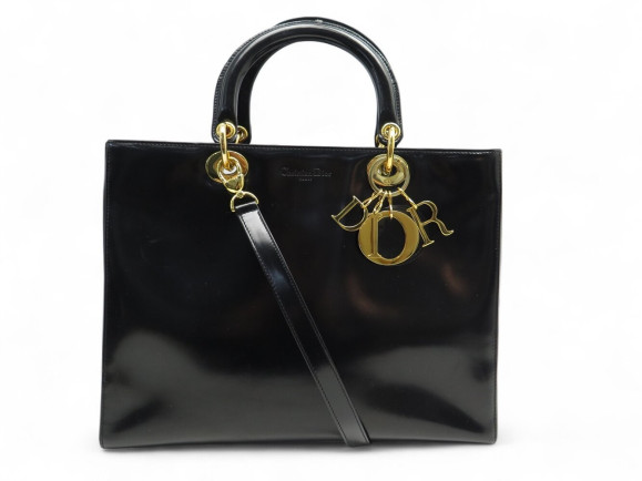 sac a main christian dior lady large en cuir lisse