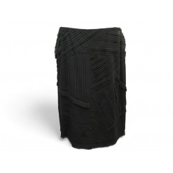 NEUF JUPE CHANEL PLISSEE PLAQUE LOGO CC 44 L SOIE NOIR BLACK PLEATED SKIRT 3500€