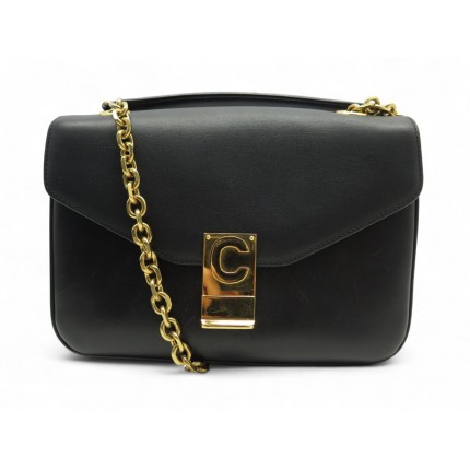 SAC A MAIN CELINE C CLASSIQUE MEDIUM CUIR BOX NOIR BANDOULIERE HANDBAG 3500€