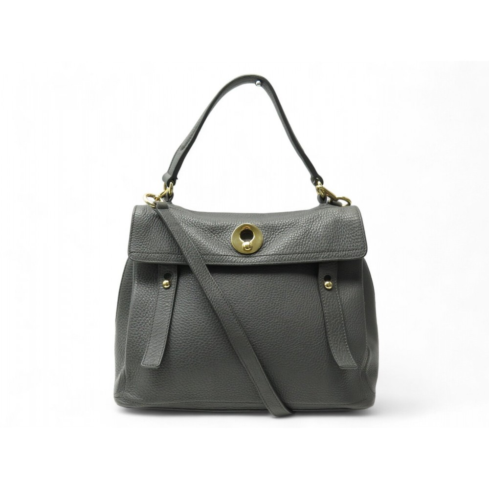 SAC A MAIN YVES SAINT LAURENT MUSE TWO 304681 CUIR GRAINE GRIS HAND BAG 2100€