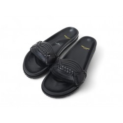 NEUF CHAUSSURES SAINT LAURENT SANDALES JIMMY 503251 43 EN CUIR NOIR SHOES 650€