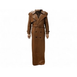 NEUF RARE MANTEAU SAINT LAURENT TRENCH LONG 740485 36 S CUIR CAMEL COAT 10500€