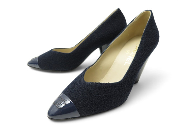  chaussures chanel escarpins logo cc tweed cuir