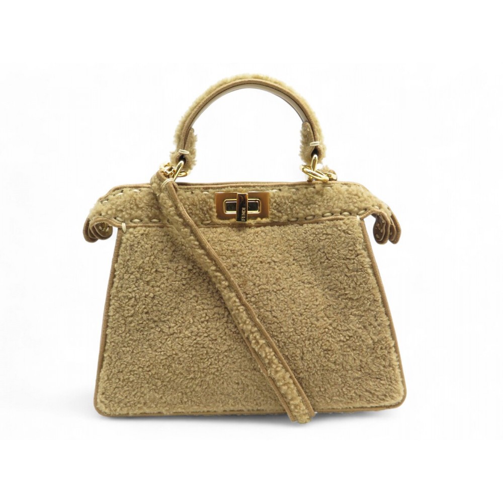 NEUF SAC A MAIN FENDI PEEKABOO 8BN327 SHEARLING EDITION LIMITEE BANDOULIERE BAG