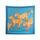 FOULARD HERMES LES ZEBRES II ROBERT DALLET CARRE 90 SOIE BLEU BOITE SCARF 530€