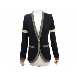 GILET CHANEL CARDIGAN BOUTONS SCARABEE P61626K 34 S EN CACHEMIRE NOIR VEST 4000€