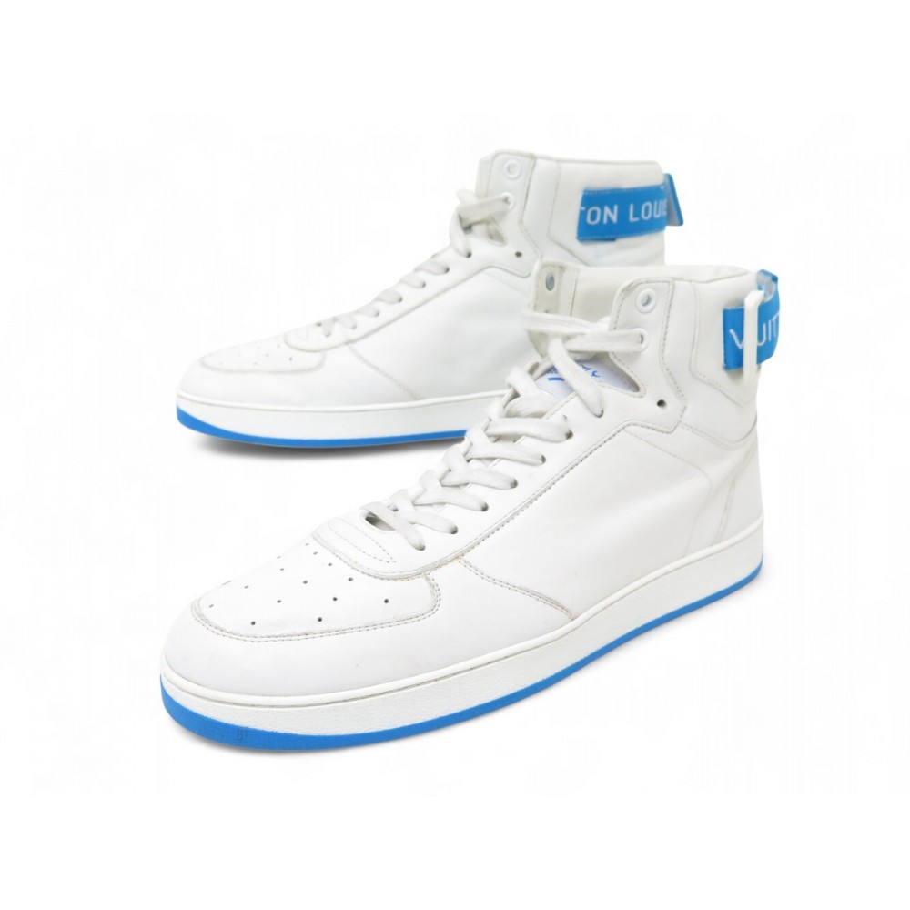 CHAUSSURES LOUIS VUITTON SNEAKERS MONTANTES RIVOLI 8 42 CUIR BLANC BASKETS 970€