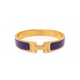 BRACELET HERMES CLIC H EMAIL VIOLET 17.5CM PLAQUE OR JAUNE + BOITE BANGLE 660€