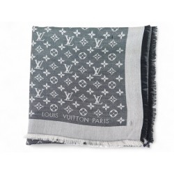 CHALE LOUIS VUITTON CHALE MONOGRAM CLASSIC DENIM M71378 SOIE LAINE SHAWL 520€