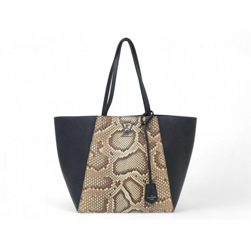 NEUF SAC A MAIN LOUIS VUITTON LOCKME CABAS N92917 CUIR ET PYTON TOTE BAG 3800€